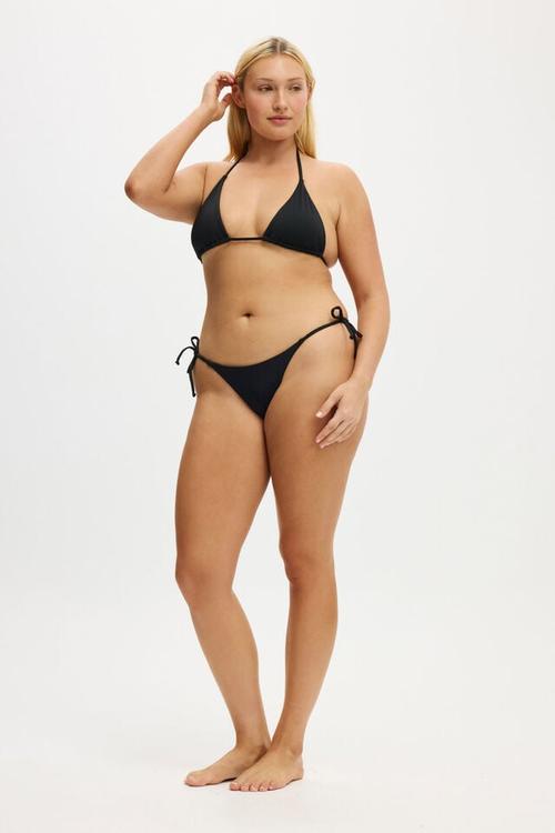 String Tie Side Cheeky Bikini Bottom - Black