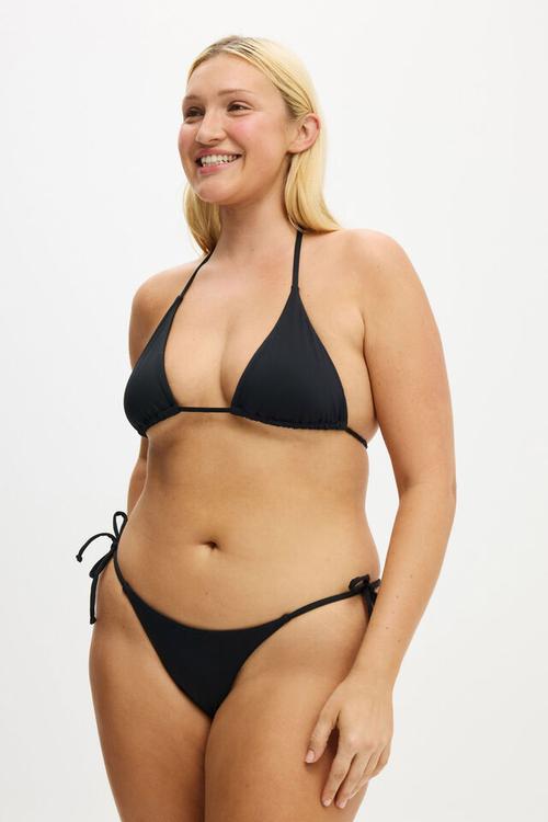 String Tie Side Cheeky Bikini Bottom - Black