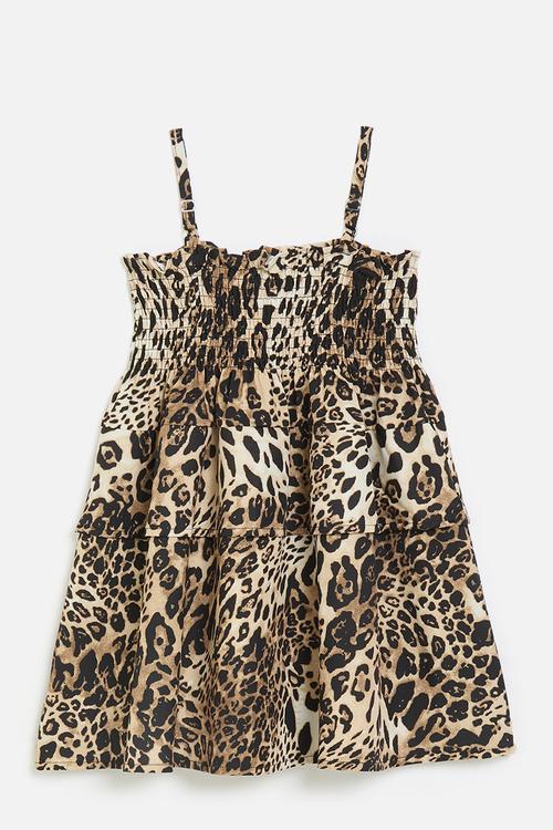 Shirred bodice dress - leopard print