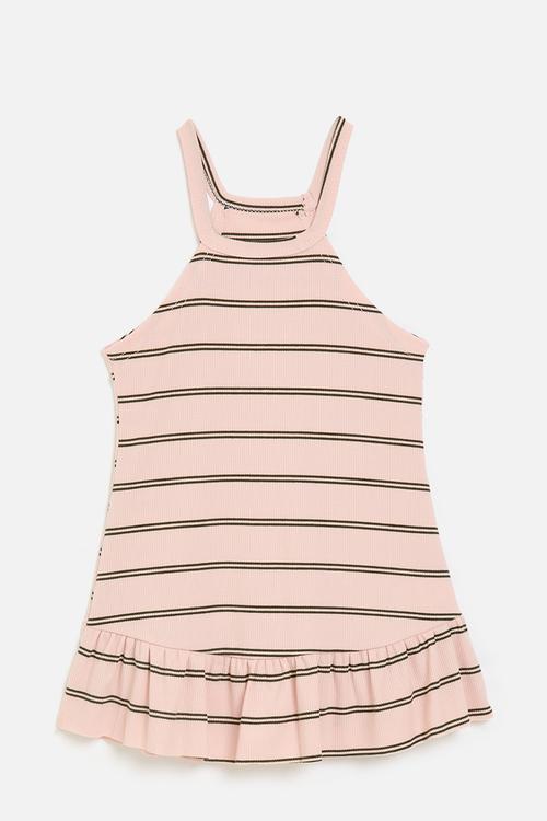 Striped dress - pink & grey