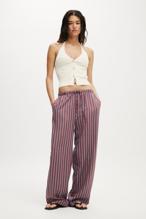 Haven wide leg pant - ally stripe wineberry