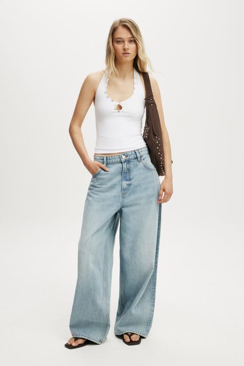 Bailey keyhole button detail halter - white