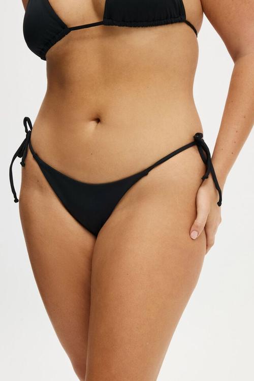 String Tie Side Brazilian Bikini Bottom - Black