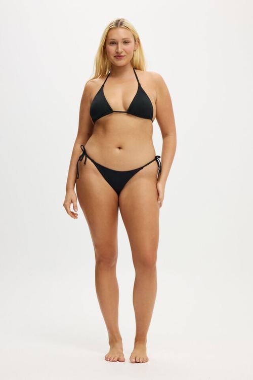String Tie Side Brazilian Bikini Bottom - Black