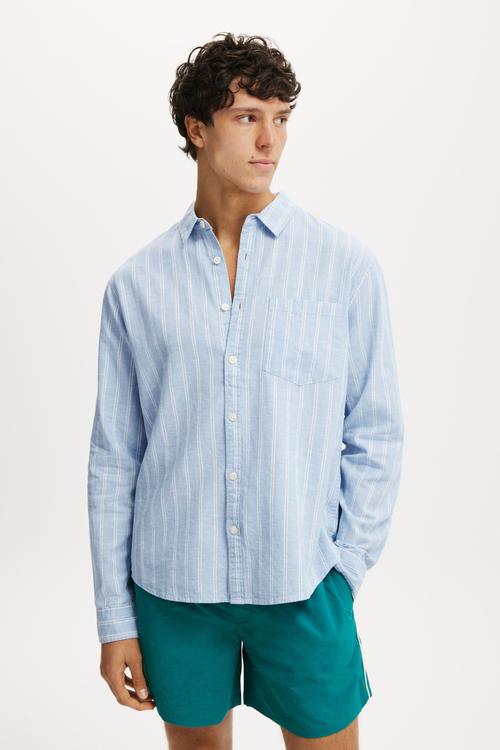 Luca Long Sleeve Shirt - Blue Stripe