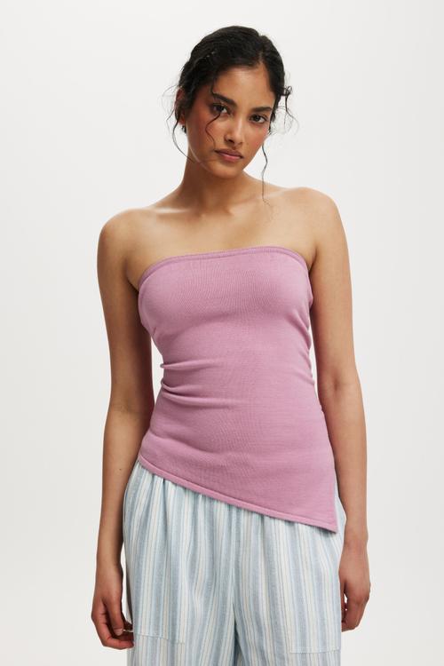 Asymmetric Ruched Bandeau - Mystic Mauve