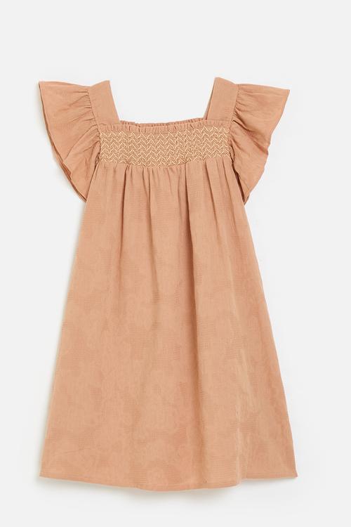 Frilled sleeved dress - burnt orange