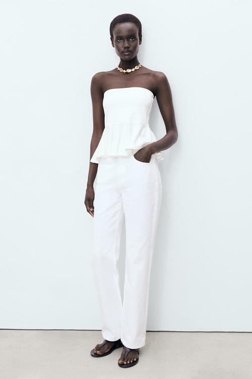 Top Peplum - White