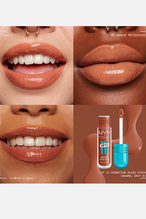 Lip IV Hydrating Glossy Lip Stain With 12hr Hydration - Caramel Drip