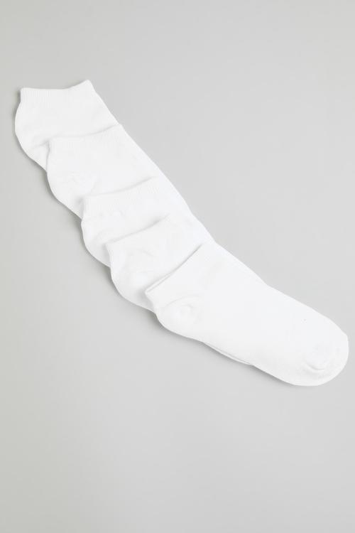 5Pk White Trainer Socks - White