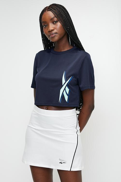 Brianna Flared Skirt With Foil Logo - Chalk