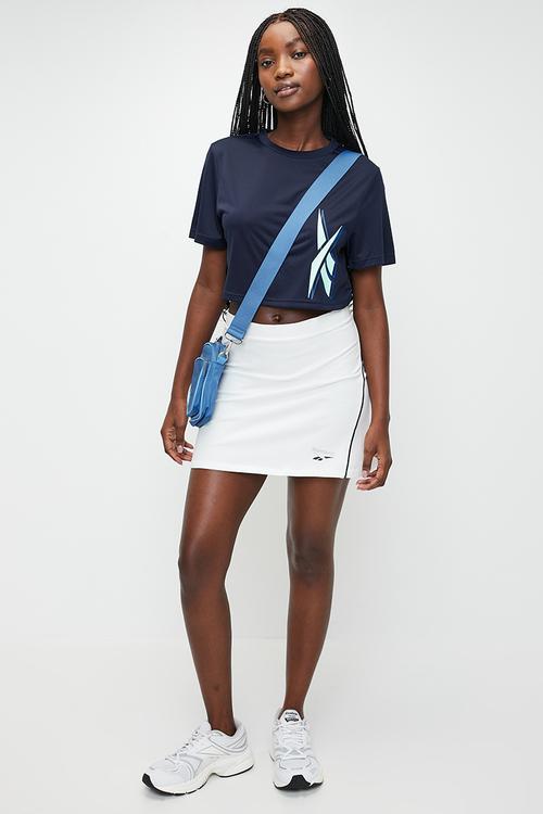 Brianna Flared Skirt With Foil Logo - Chalk