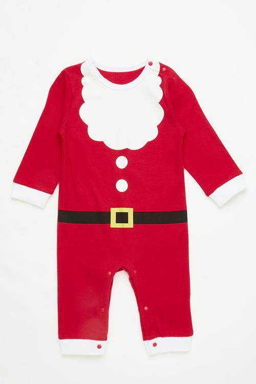 Novelty santa playsuit & hat set - red/white