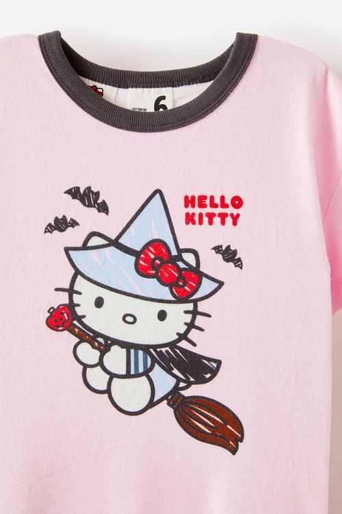 Dani short sleeve pyjama set licensed - lcn san tea party pink/hello kitty witch
