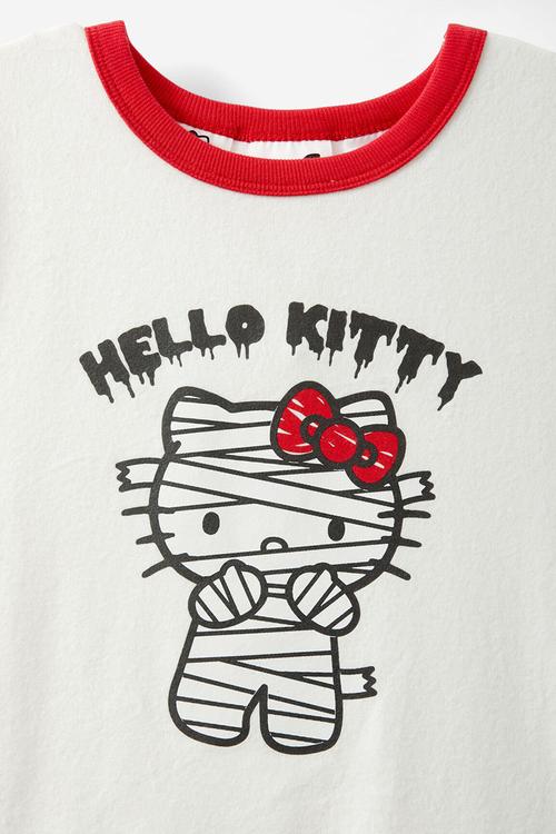 Dani short sleeve pyjama set licensed - lcn san dark vanilla/hello kitty mummy