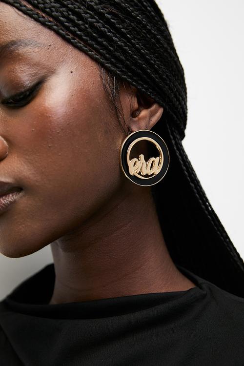 Diva Earrings - gold & black