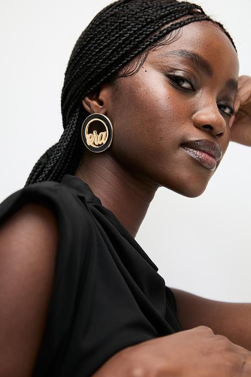 Diva Earrings - gold & black