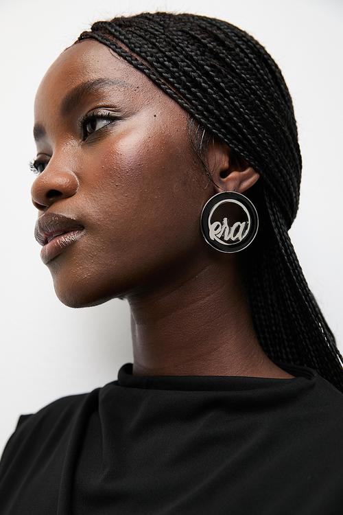 Diva Earrings - silver & black