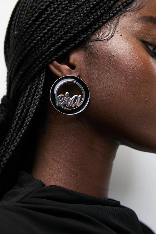 Diva Earrings - silver & black