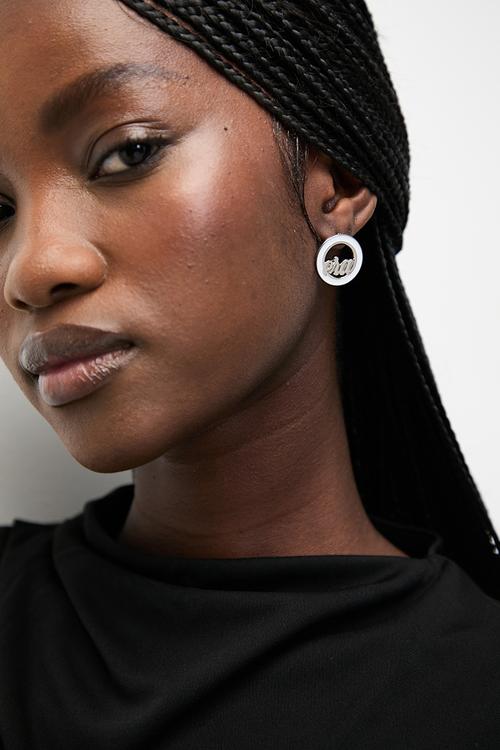 Diva studs - white & silver