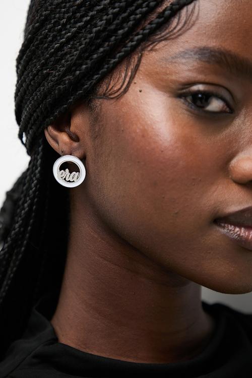 Diva studs - white & silver
