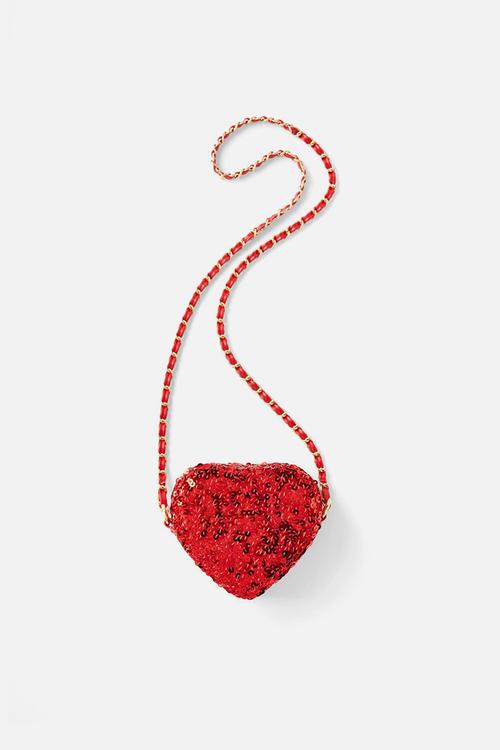 Sequin mini heart bag - varsity red sequin