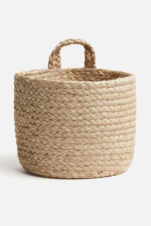Small jute wall storage basket - beige