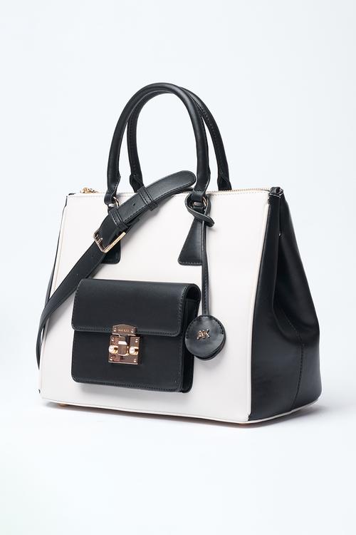 Exclusive Tote With Detachable Crossbody Strap Bag-Parchment/Black