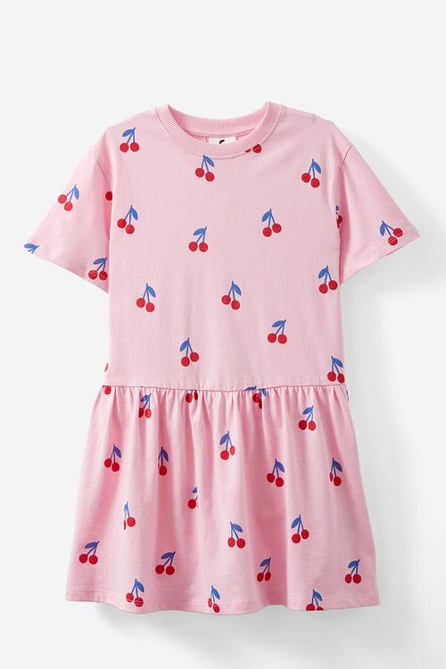 Willow short sleeve dress - fairy pink/cherries