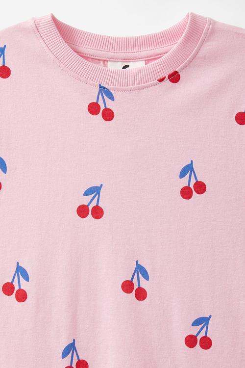 Willow short sleeve dress - fairy pink/cherries