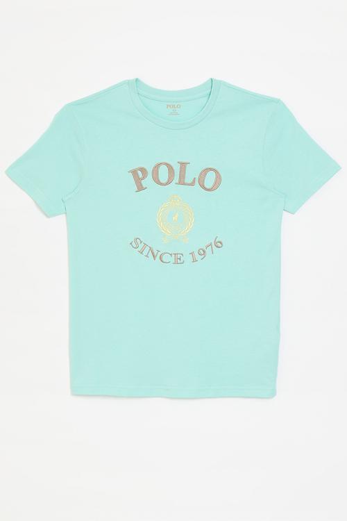 Boys logan crested short sleeve tee - turquoise
