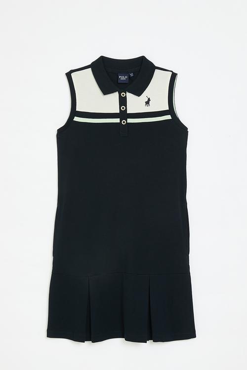 Girls kerry sleeveless colour blocked golfer dress - navy