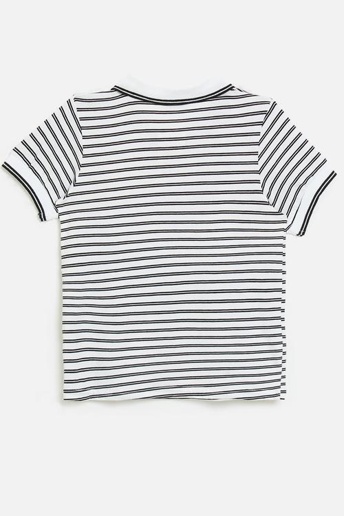 Striped golf shirt - white & black