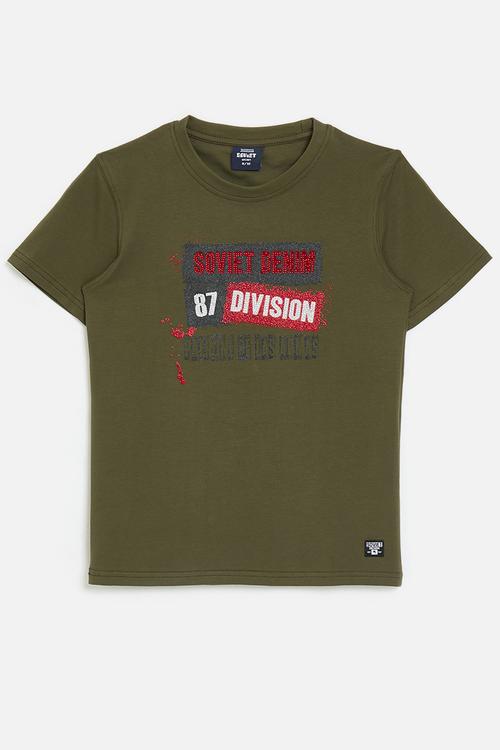 Boys fashion T-shirt with bling - forest