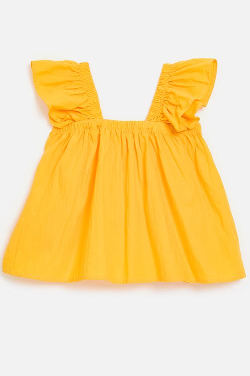 Frilled sleeve top - yellow