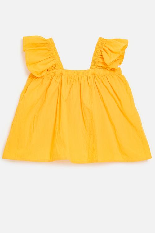 Frilled sleeve top - yellow