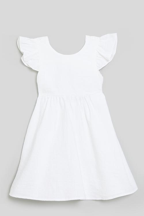 Frilled sleeve dress - white
