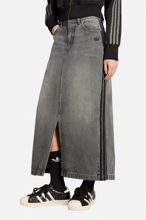 Denim Long Skt - black
