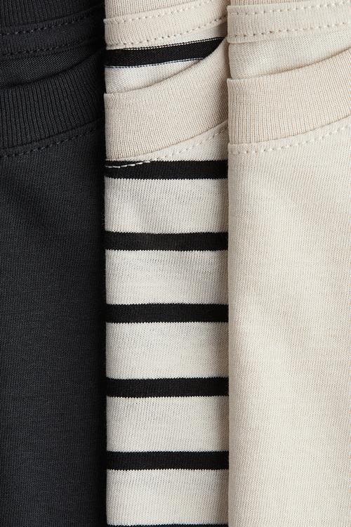 3 pack t-shirts - beige striped