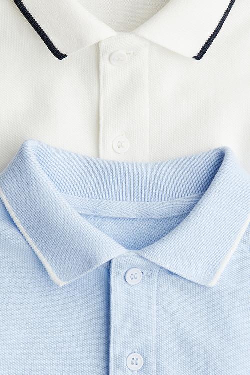 2 pack polo shirts - light blue & white 