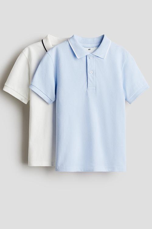 2 pack polo shirts - light blue & white 