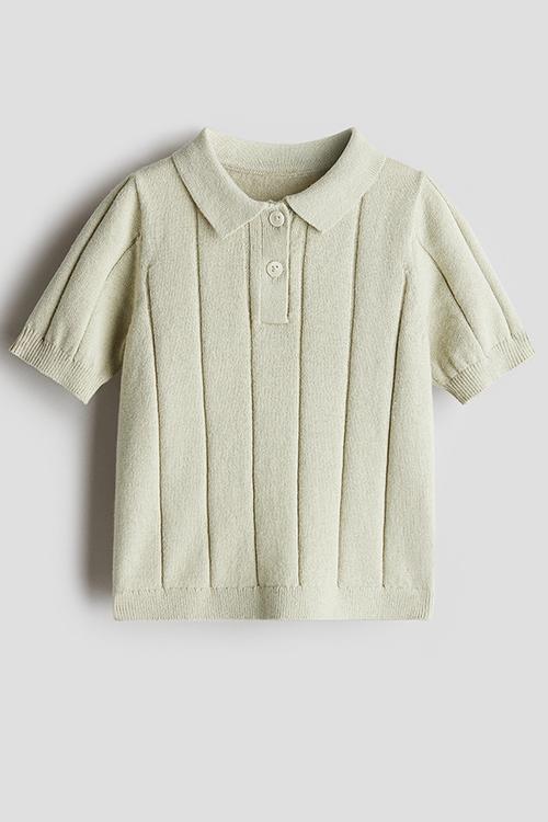 Knitted polo shirt - light green