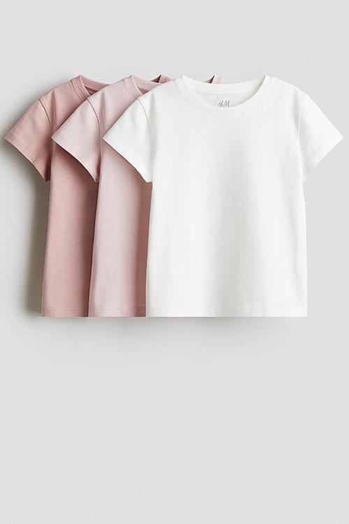 3 pack cotton tops - dusty pink & white