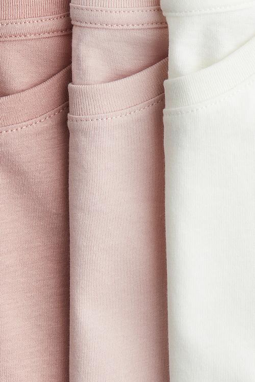 3 pack cotton tops - dusty pink & white