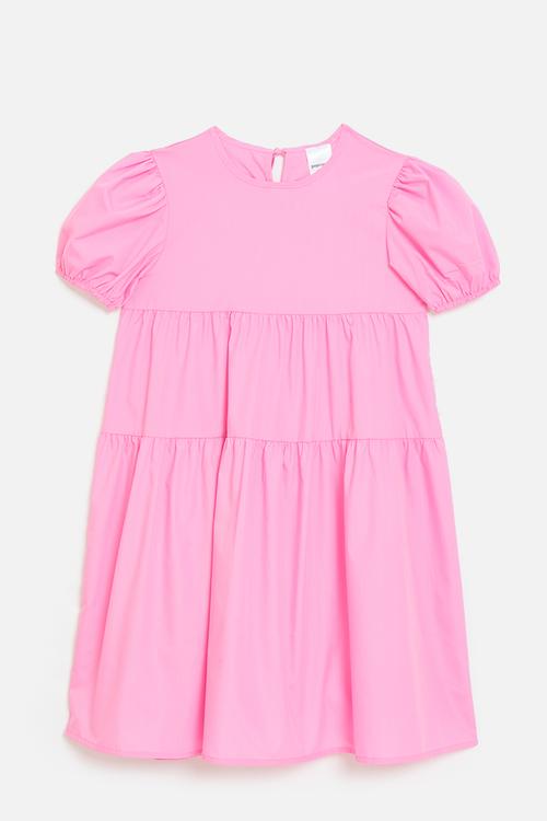 Puff sleeve smock dress - carnation pink