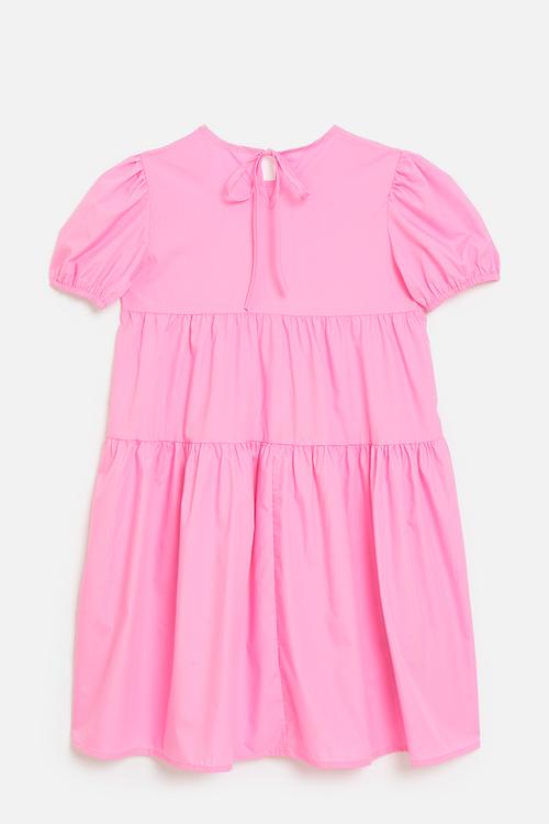 Puff sleeve smock dress - carnation pink