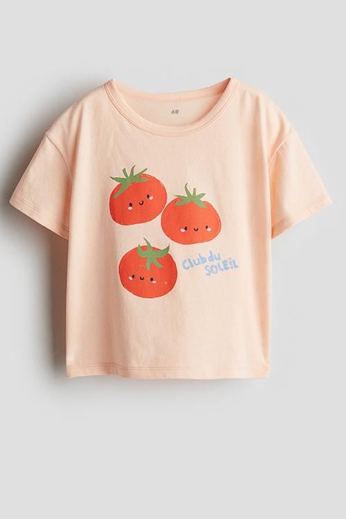 Printed jersey top - light orange/tomatoes