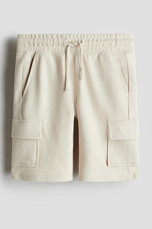 Cargo sweatshirt shorts - light beige