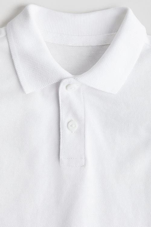 Cotton piqué polo shirt - white