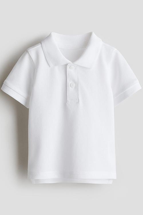Cotton piqué polo shirt - white